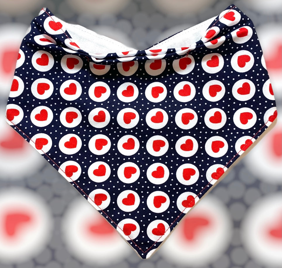 Navy w / Red Hearts Bandana
