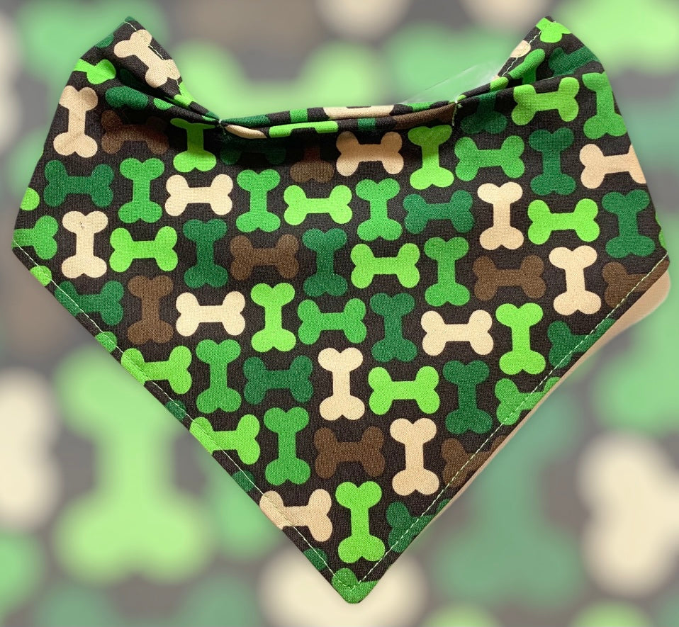Brown Green Tan Bones Bandana