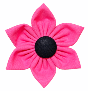 Solid Pink / Black Button Flower