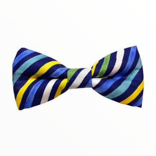 Navy Blue Green Yellow Stripe Bow Tie