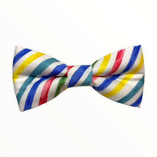 White Red Blue Yellow Stripe Bow Tie
