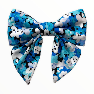 Blue Floral Girly Bow
