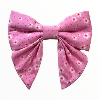 Pink w / White Flowers Girly Bow