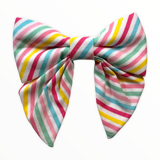 Pink - Yellow - Green Stripes Girly Bow
