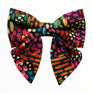 Black w / Multi Mosaic Girly Bow