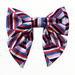 Red - Blue - White Geo Pattern Girlie Bow