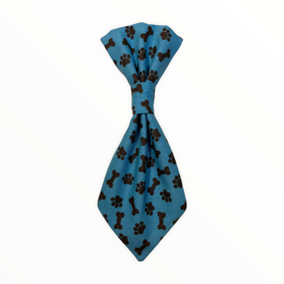 Blue w / Black Paws & Bones Neck Tie