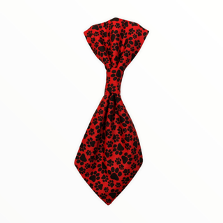 Red w / Black Paws Neck Tie