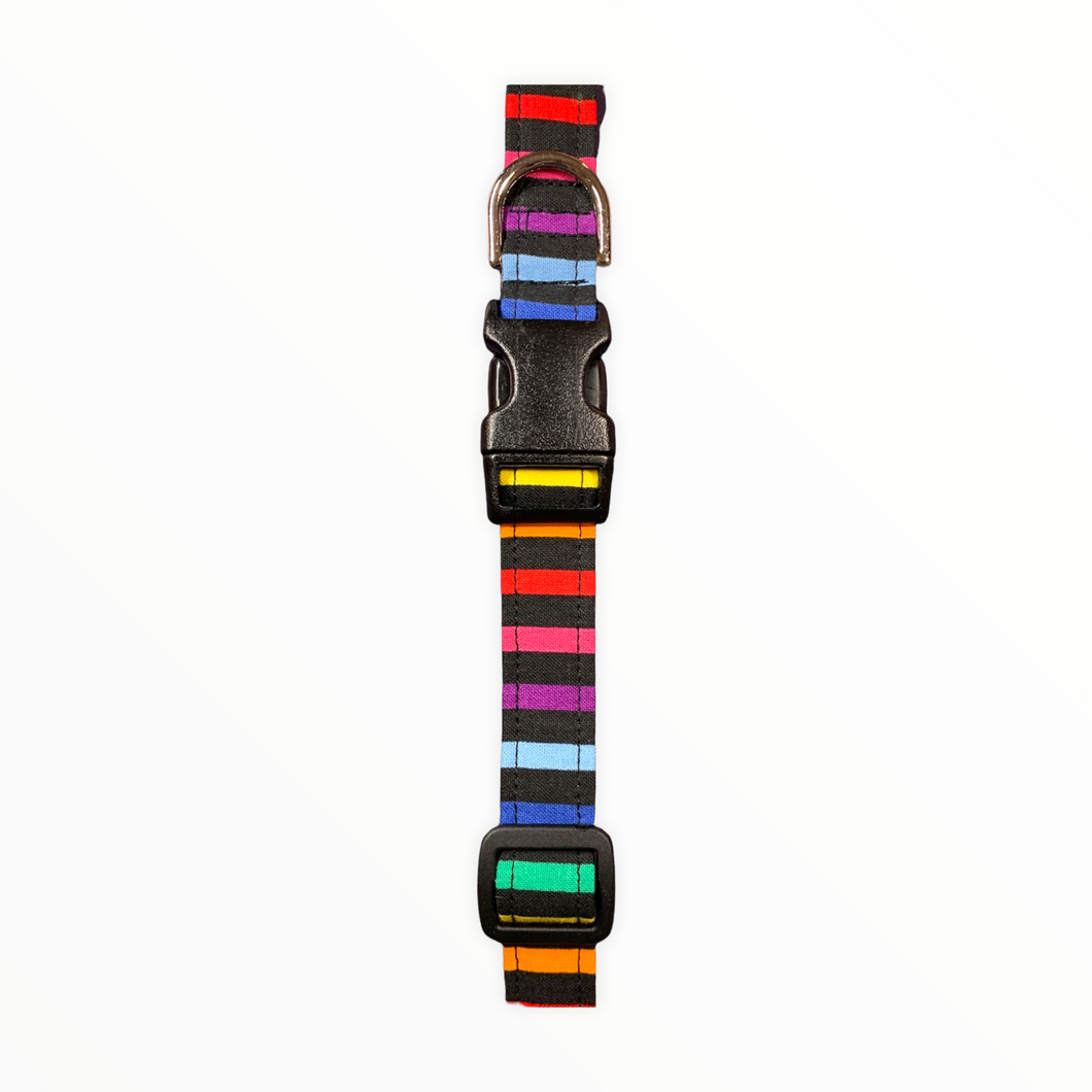 Black w / Multi Stripes Dog Collar