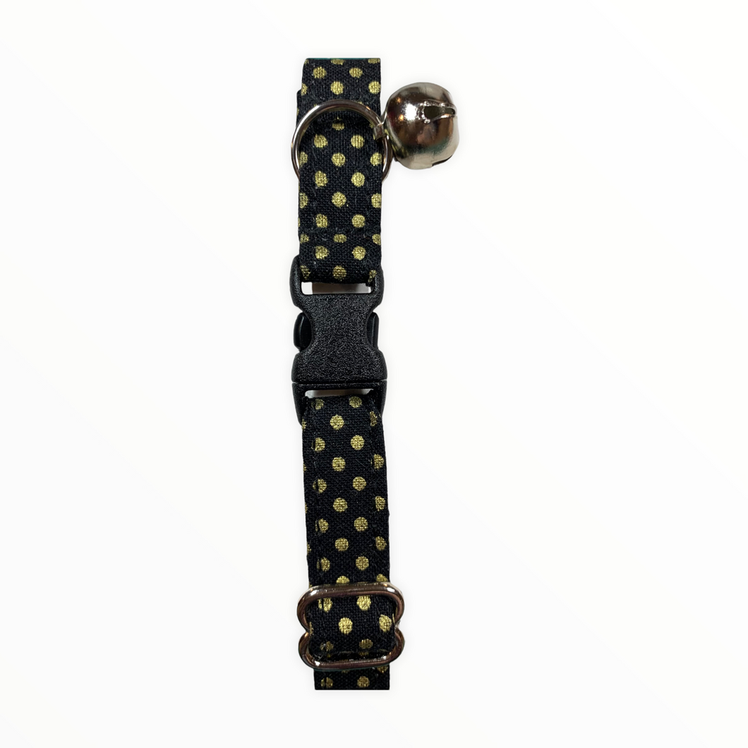 Black w / Gold Metallic Dots Cat Collar
