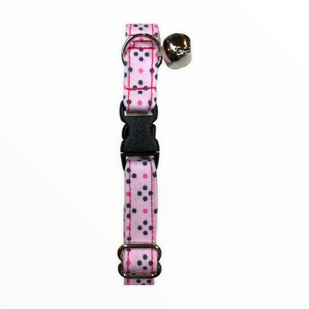 Pink w / Pink & Grey Dots Cat Collar